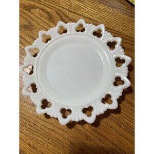 Vintage Kemple Milk Glass Serving Plate Dish Reticulated Edge Lace Edge 9.5 in